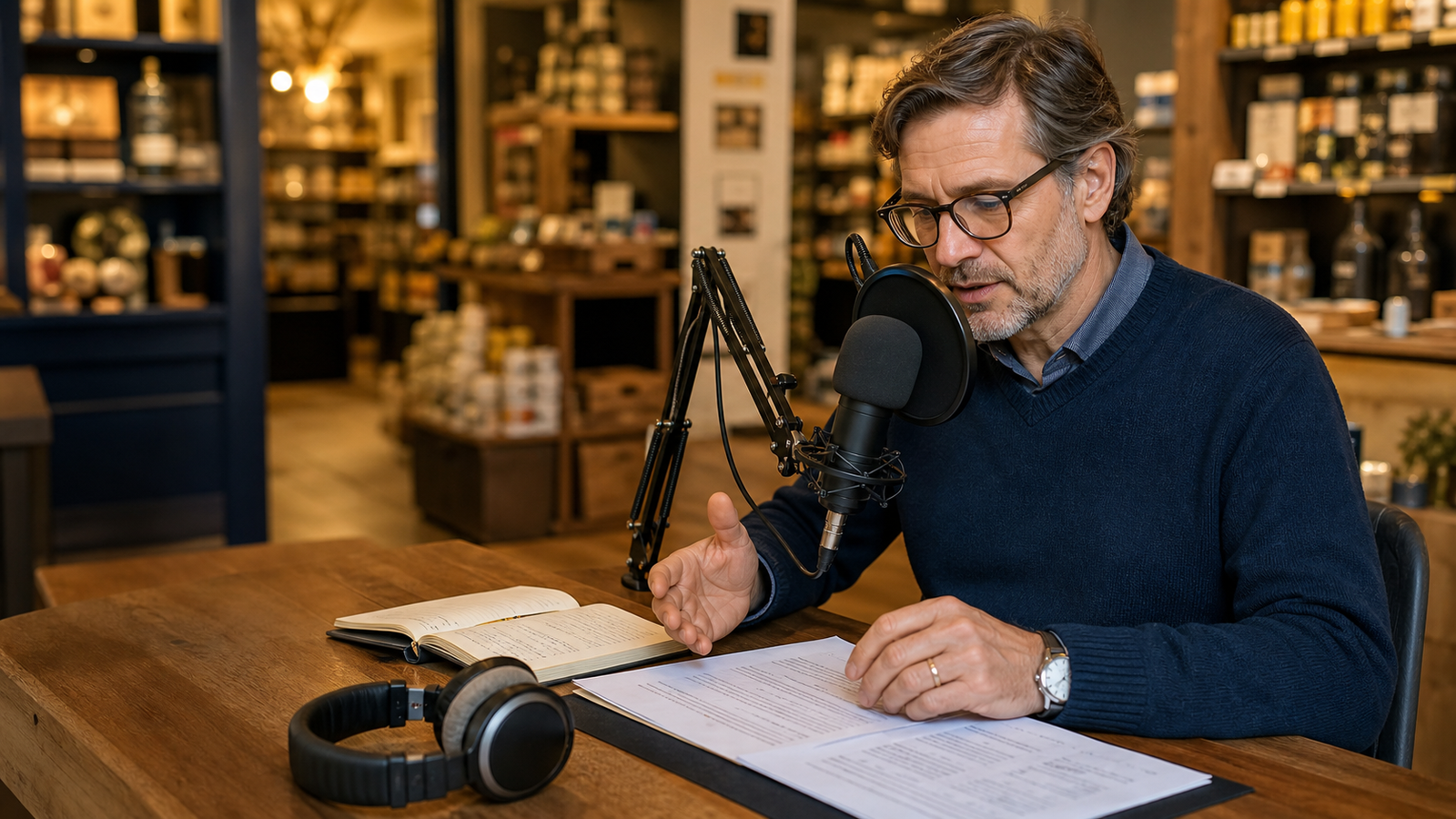 Lokaler Unternehmer nimmt sein Expertenwissen als hochwertigen Audio-Guide auf